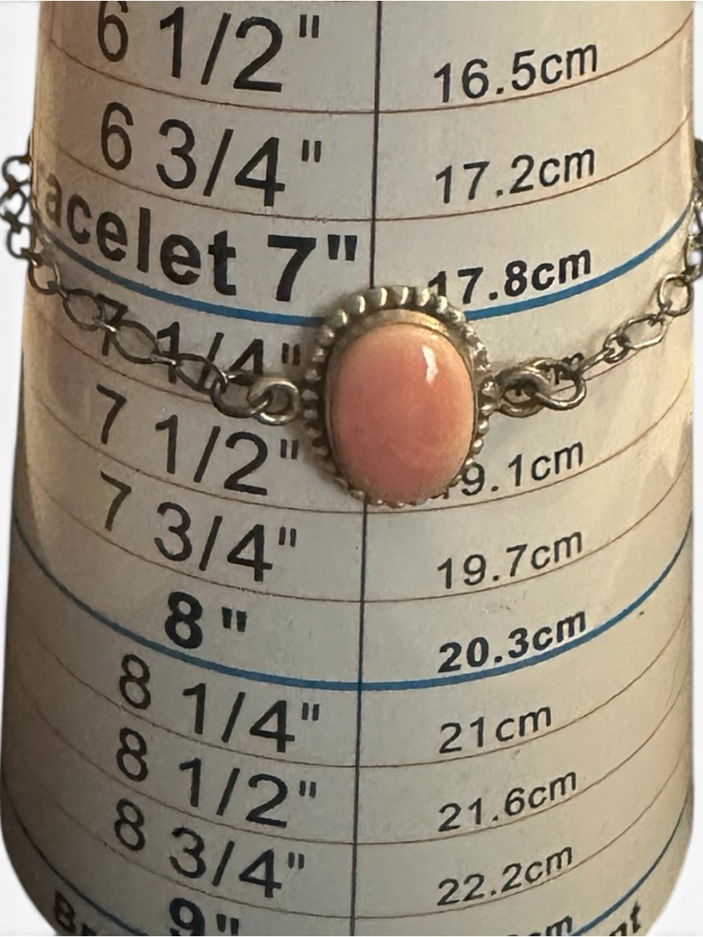 Sterling Silver Pink Stone Chain Bracelet - 925